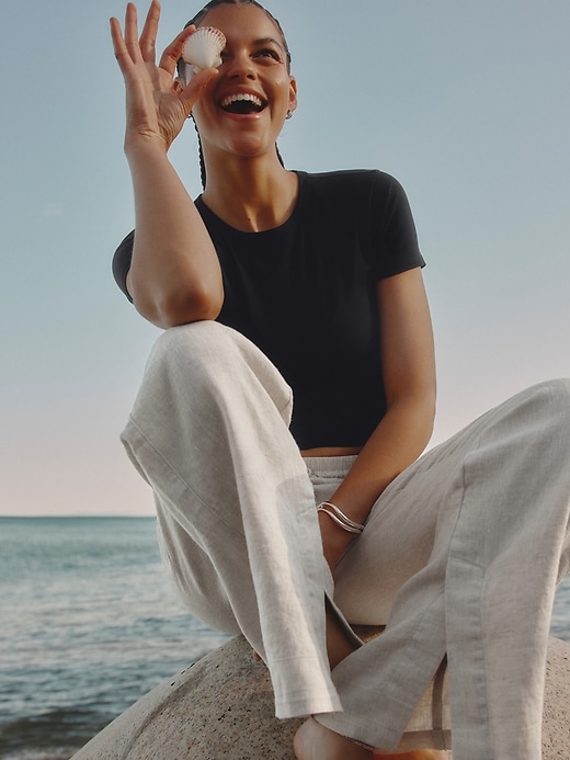 Image number 1 showing, Retreat Linen High Rise Wide Leg Pant