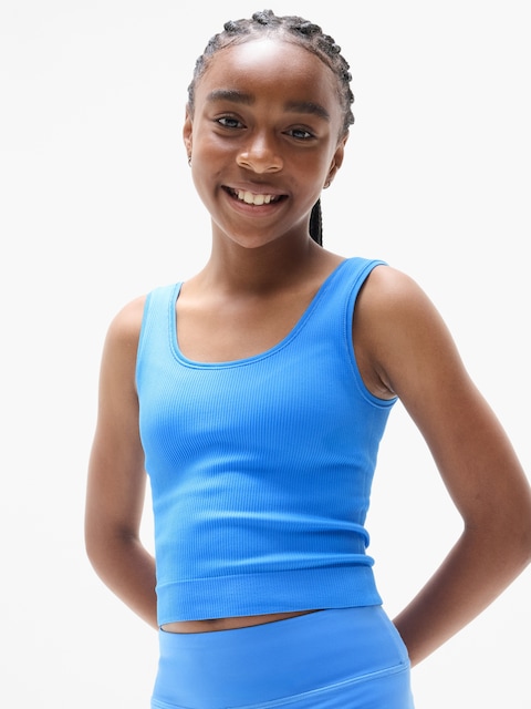 Athleta Girl Rise Above Rib Crop Tank - Blue