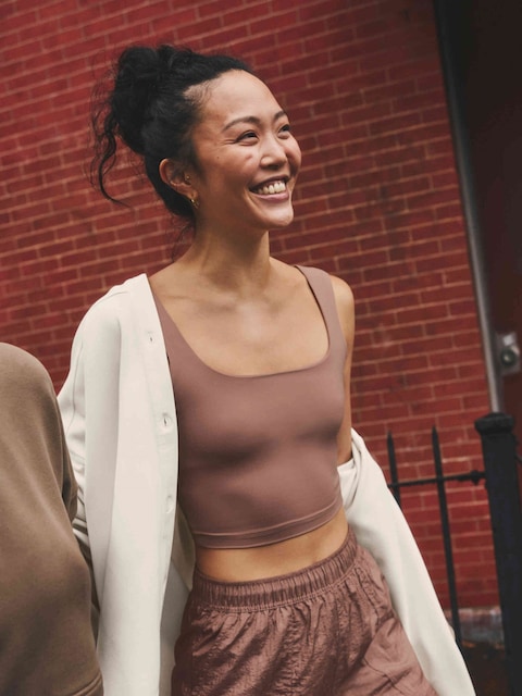 Transcend Square Neck Crop Sports Bra A-C - Auburn