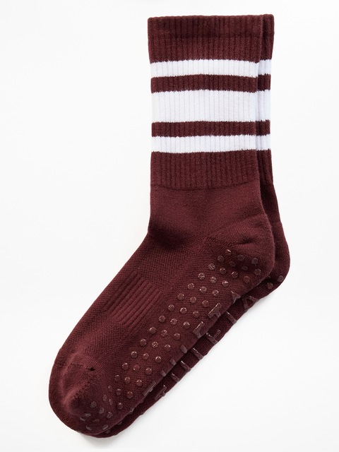 Athleta Pilates Gripper Crew Sock - Garnet/White