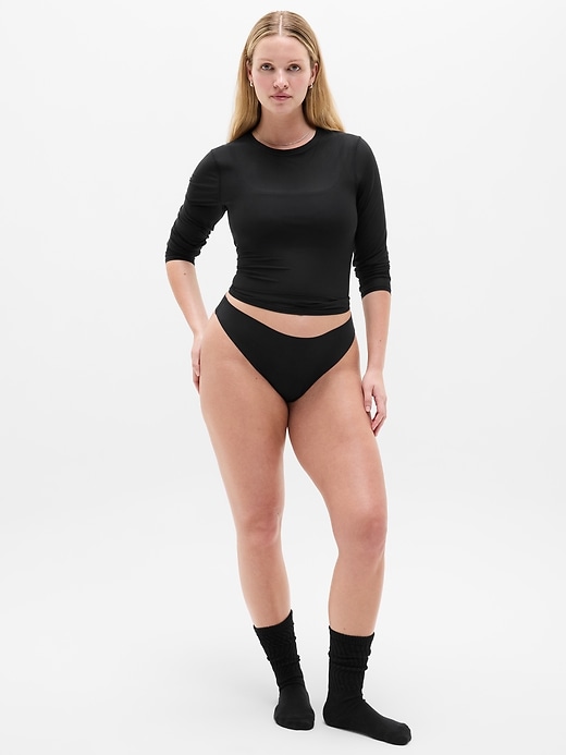 Image number 4 showing, Sleek Form No Show Thong Underwear 3-Pack