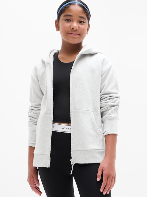 Athleta Girl All Day Full Zip Sweatshirt - Quartz Heather
