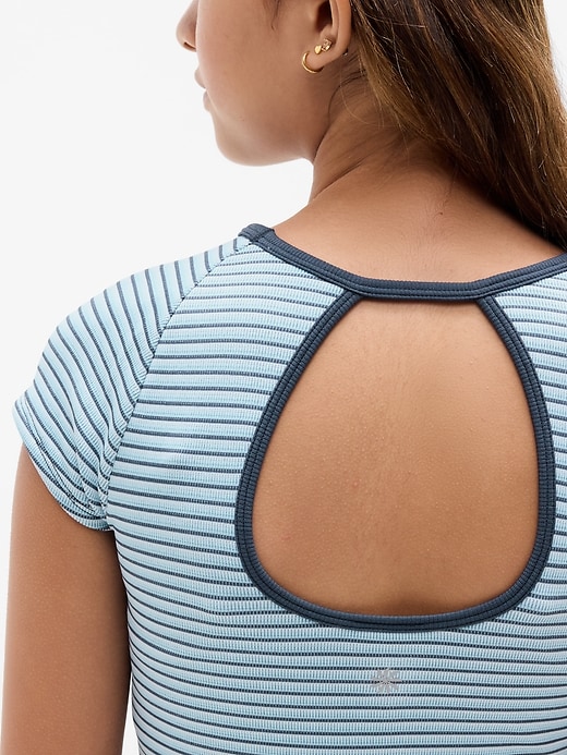 Image number 2 showing, Athleta Girl Rise Above Rib Crew Cutout Tee