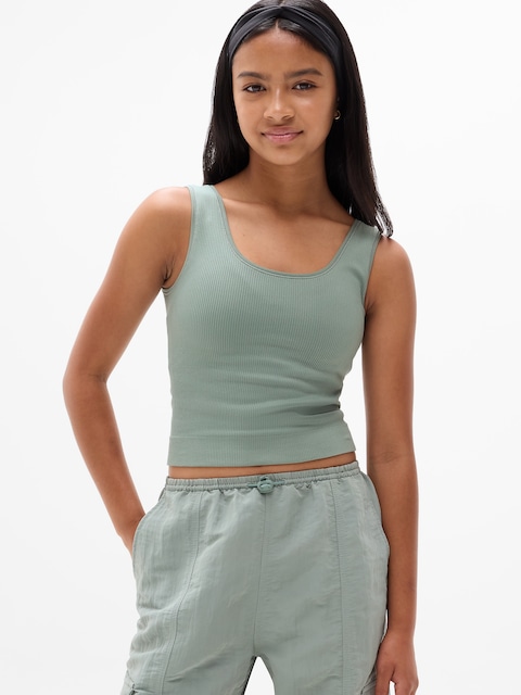 Athleta Girl Rise Above Rib Crop Tank - Agave