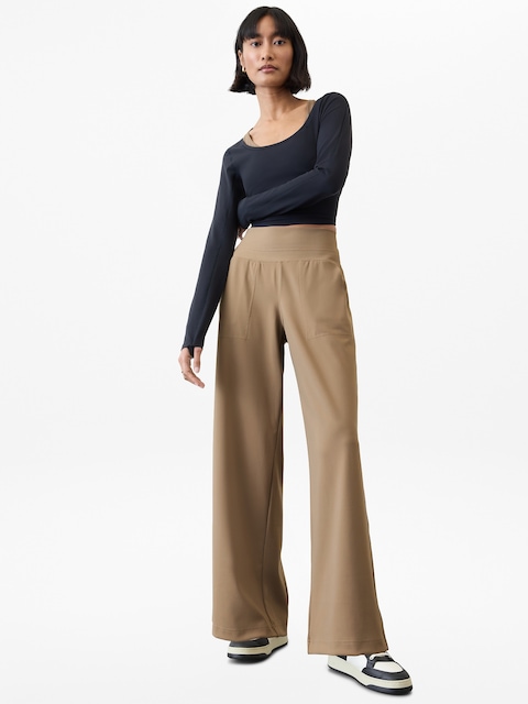Venice High Rise Wide Leg Pant - Brownstone Beige