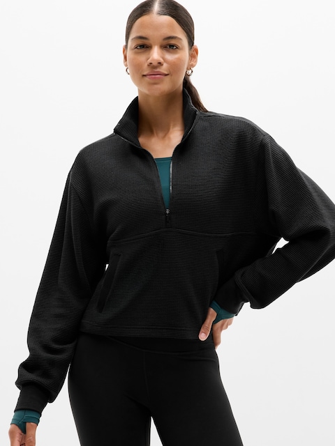Tranquil Waffle 1/2 Zip Sweatshirt - Black