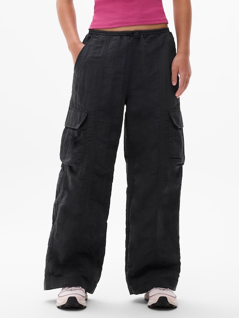 Athleta Girl Woven Cargo Wide Leg Pant - Black