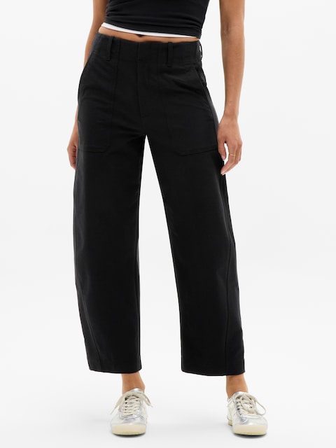 Skyline High Rise Barrel Leg Pant - Black