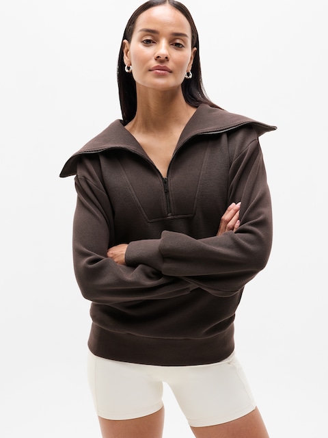 Ottoman Rib 1/4 Zip Sweatshirt - Truffle