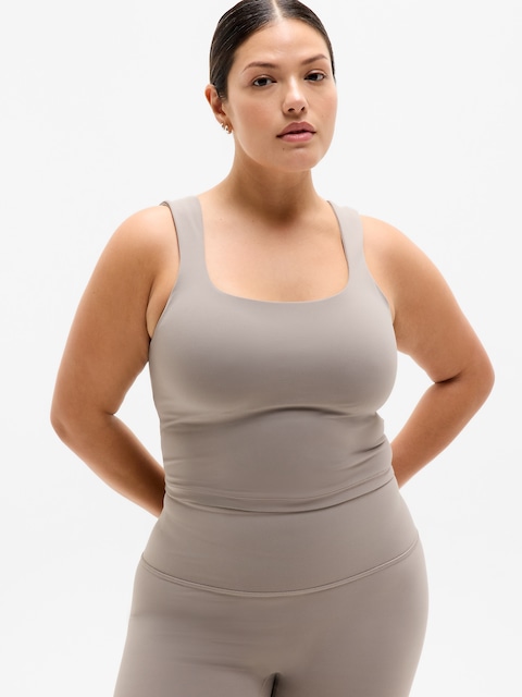 Transcend Square Neck Crop Sports Bra D-DD - Mortar Mushroom