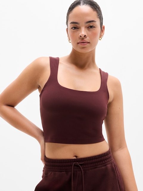 Transcend Square Neck Crop Sports Bra D-DD - Garnet