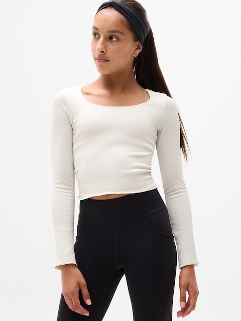 Athleta Girl Rise Above Rib Shimmer Top - Bone