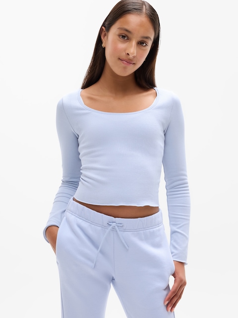 Athleta Girl Rise Above Rib Shimmer Top - Gossamer