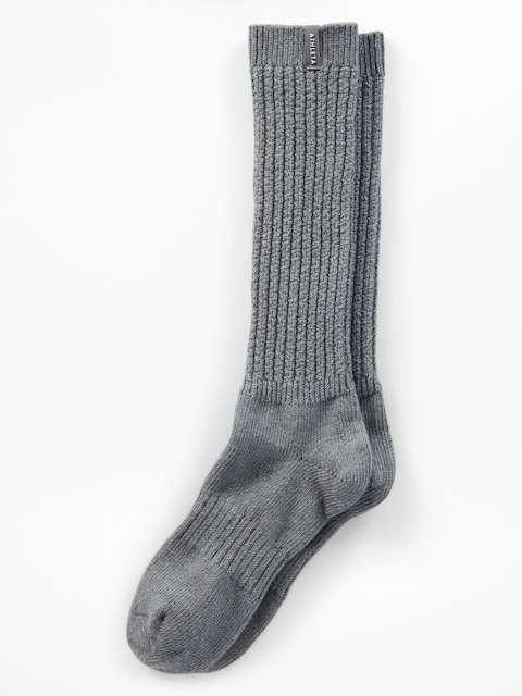 Cloud Cable Knit Scrunch Sock - Grey Heather
