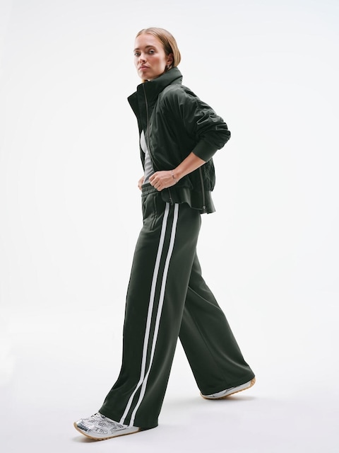Tempo Mid Rise Wide Leg Track Pant - Elm/White