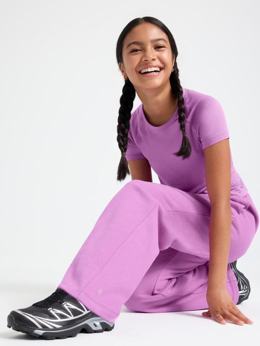 Image number 1 showing, Athleta Girl All Day Wide Leg Fleece Pant