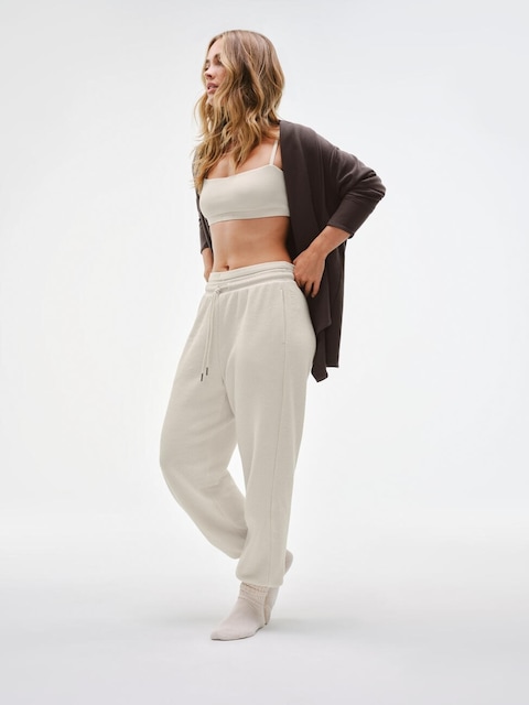 Tranquil Mid Rise Waffle Jogger - Bone