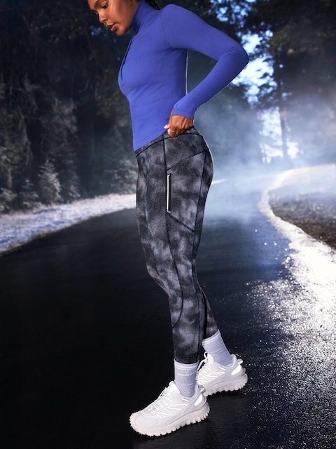 Rainier High Rise Reflective Print Legging - Black Reflective