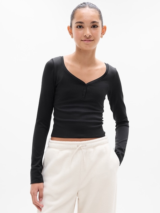 Image number 2 showing, Athleta Girl Rise Above Rib Henley Top