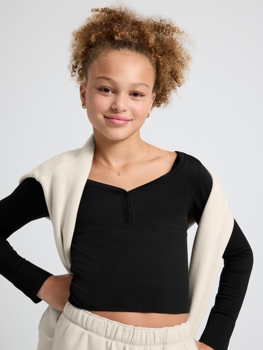 Image number 1 showing, Athleta Girl Rise Above Rib Henley Top