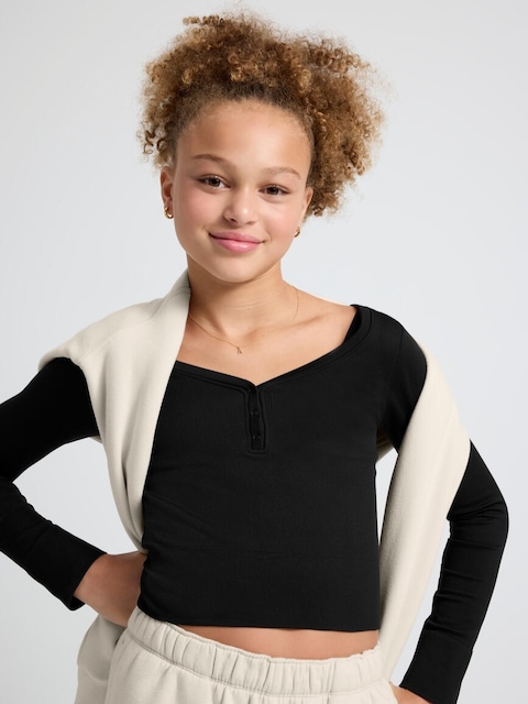 Athleta Girl Rise Above Rib Henley Top