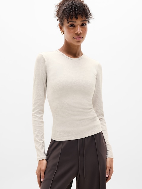 Signature Rib Top - Toasted Brown Heather