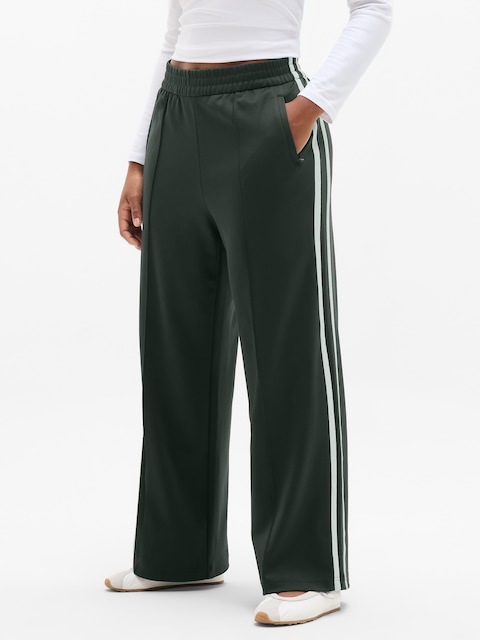 Tempo Mid Rise Wide Leg Track Pant - Elm/White