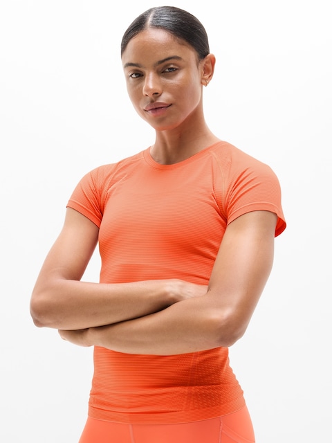 Momentum Seamless Tee - Orange Haze Mini Stripe