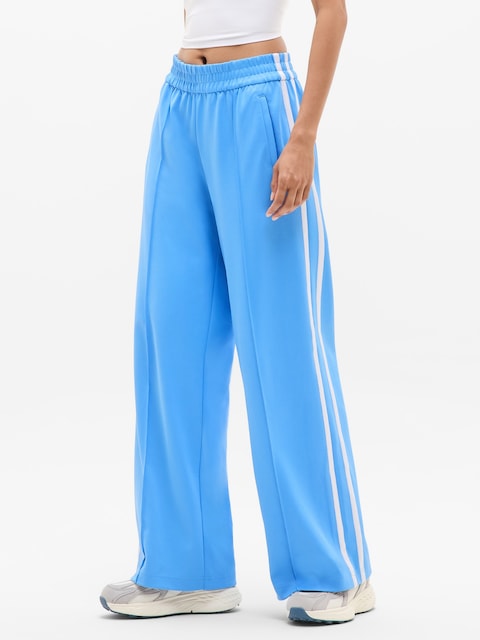 Tempo Mid Rise Wide Leg Track Pant - Cornflower/Bright White