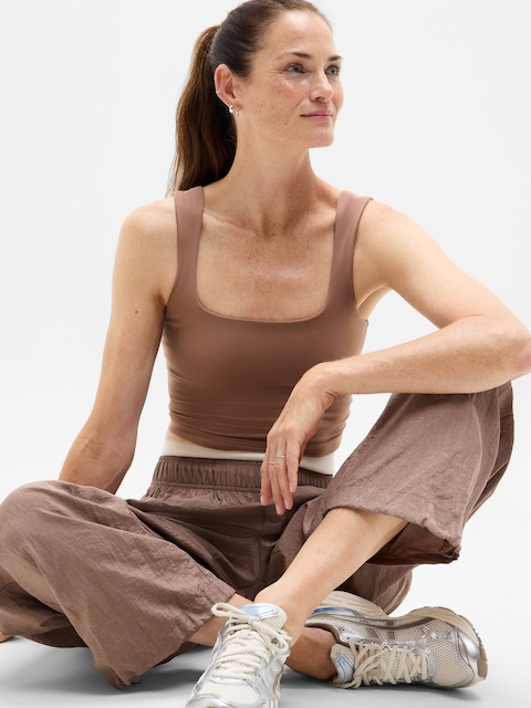 Transcend Square Neck Crop Sports Bra A-C - Auburn