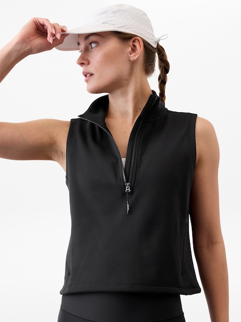 Unstoppable 1/2 Zip Cropped Vest - Black