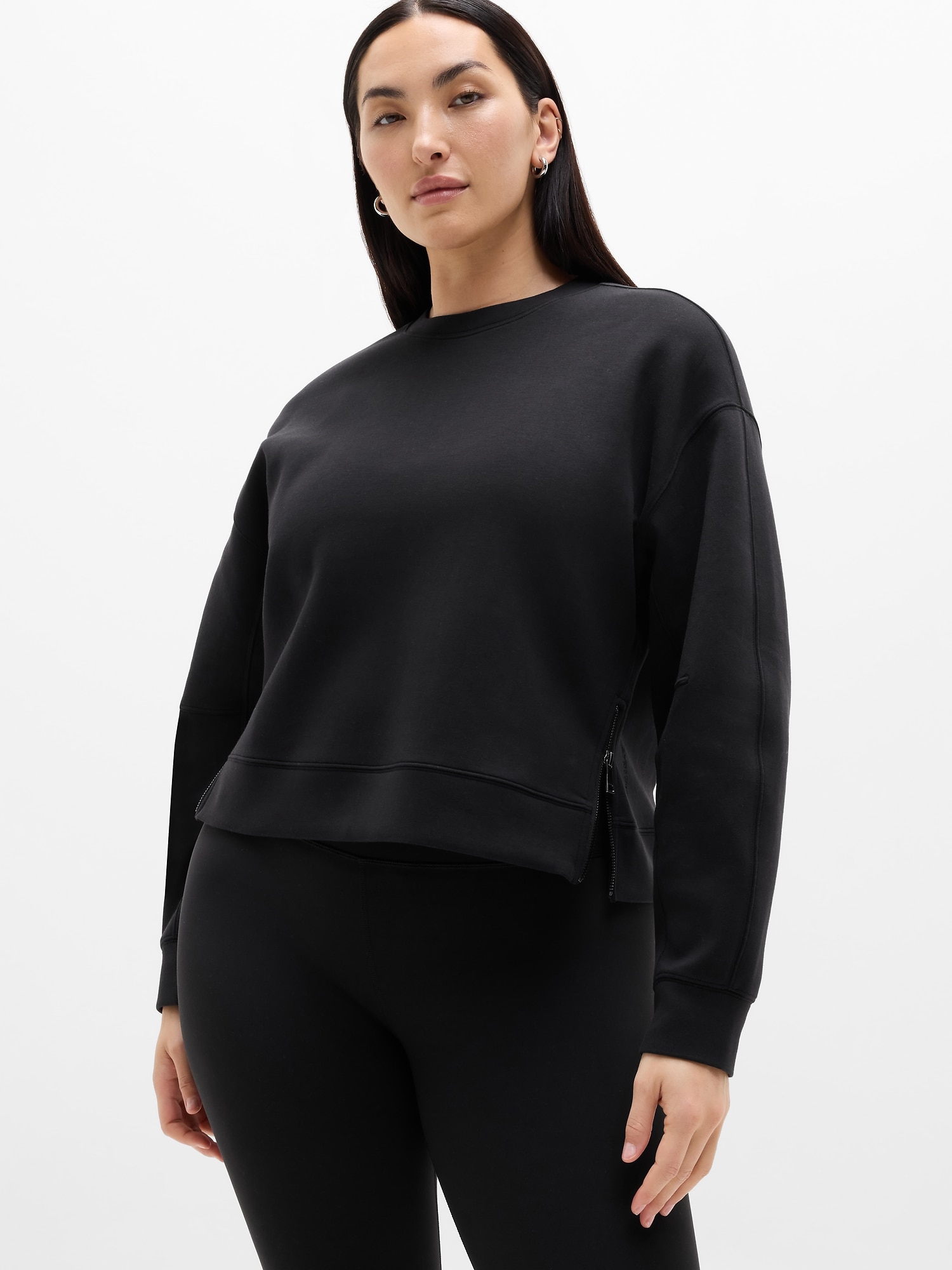 Athleta Women's Form Knit Crew Sweatshirt Black Size L