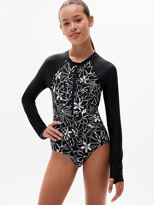 Image number 1 showing, Athleta Girl Rashguard One Piece Swimsuit
