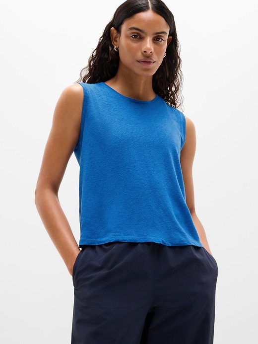 Image number 1 showing, Getaway Linen Blend Muscle Tank