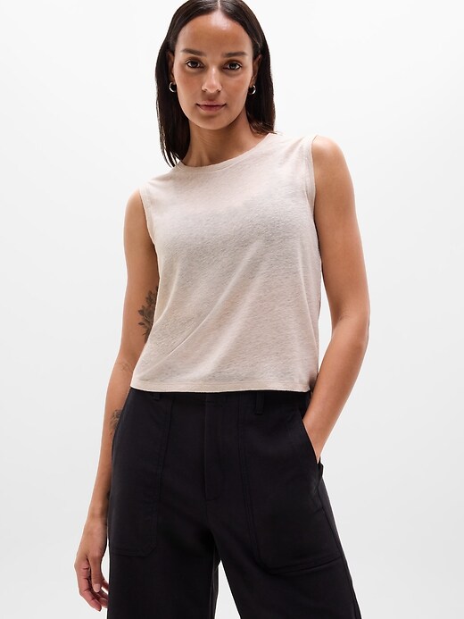 Image number 1 showing, Getaway Linen Blend Muscle Tank