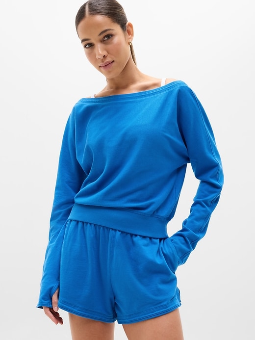 Image number 1 showing, Airy Cotton Terry Boat Neck Sweatshirt