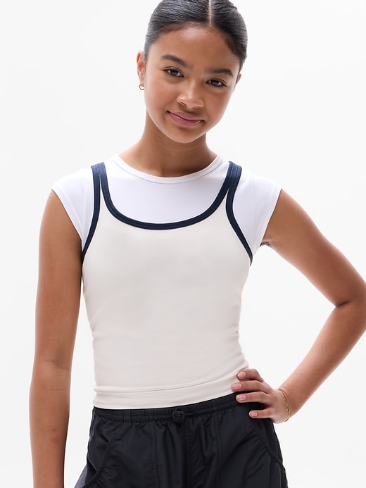 Image number 1 showing, Athleta Girl Rise Above Rib Double Up Tee