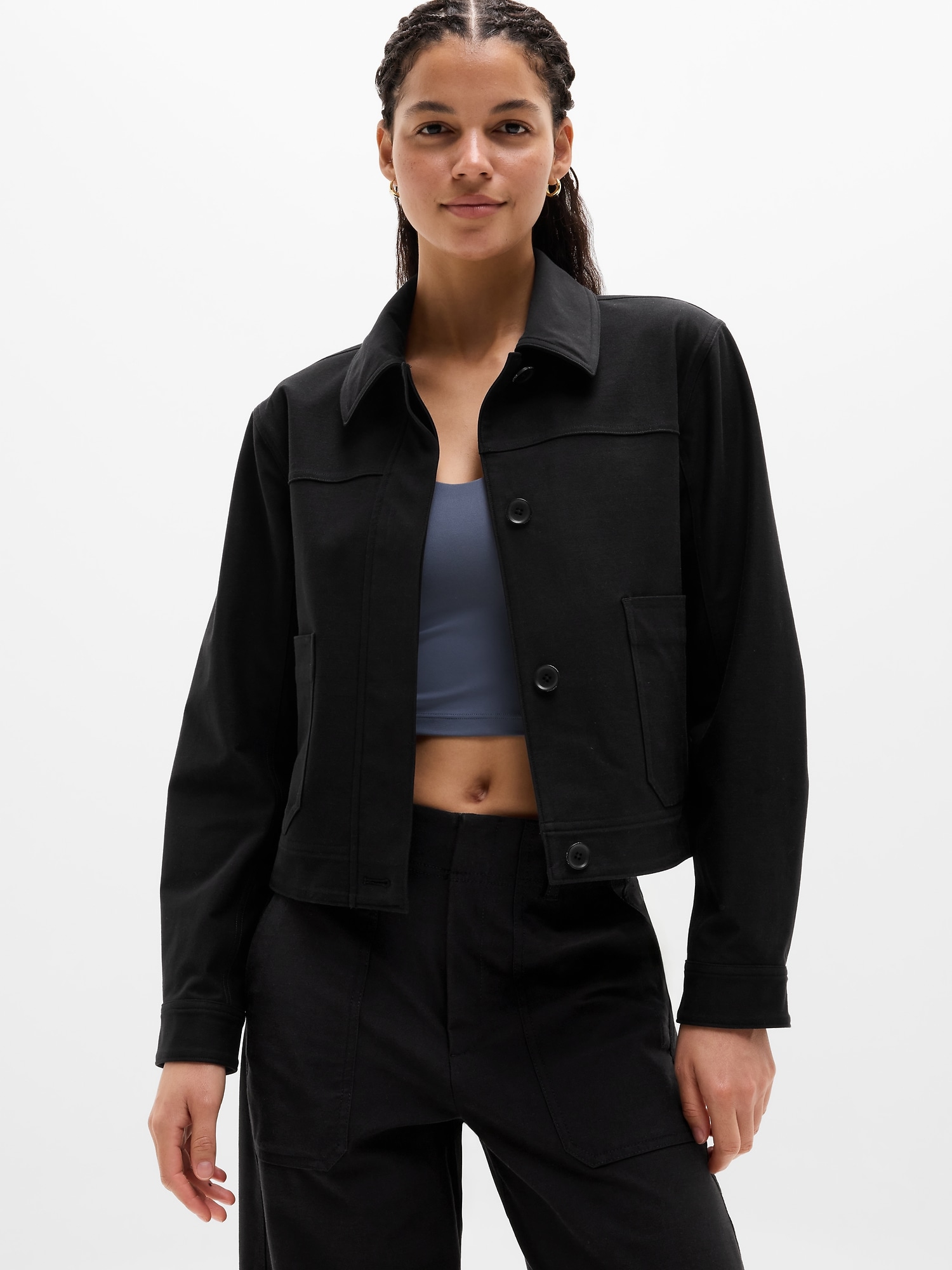 Athleta Women's Skyline Chore Jacket Black Tall Size M