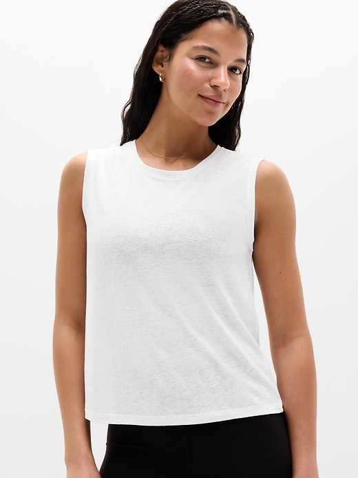 Image number 1 showing, Getaway Linen Blend Muscle Tank