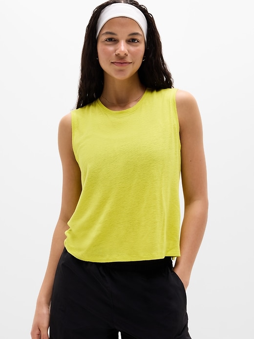 Image number 1 showing, Getaway Linen Blend Muscle Tank