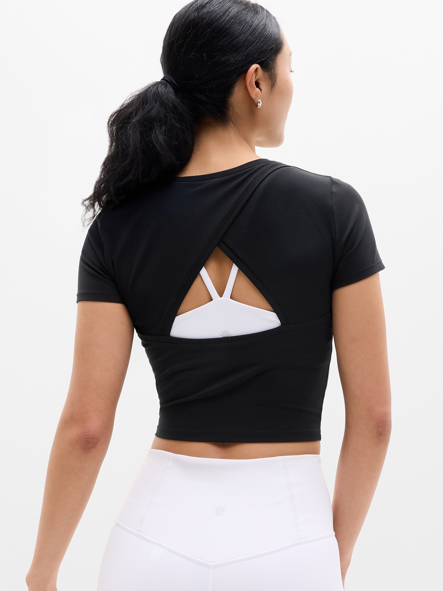 Athleta Women's Transcend Open Back Tee Black Size L