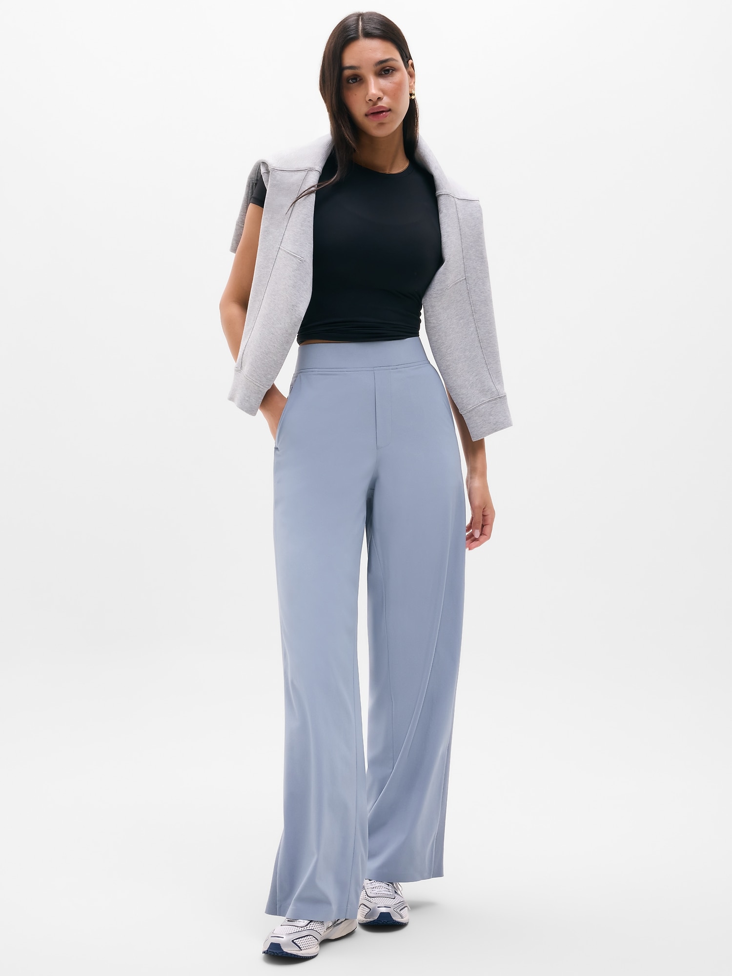 Athleta Women's Brooklyn Mid Rise Wide Leg Pant Blue Size 14
