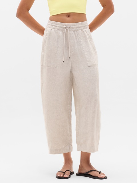 Retreat Linen High Rise Barrel Crop Pant