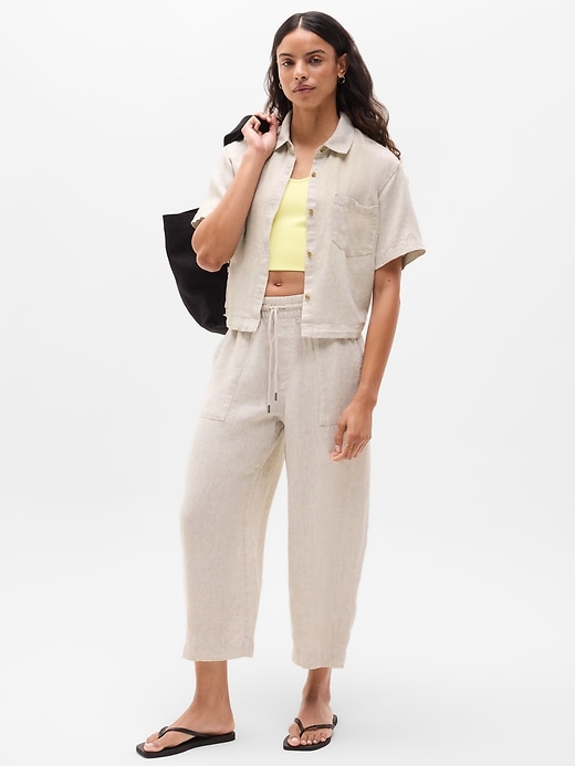 Image number 2 showing, Retreat Linen High Rise Barrel Crop Pant