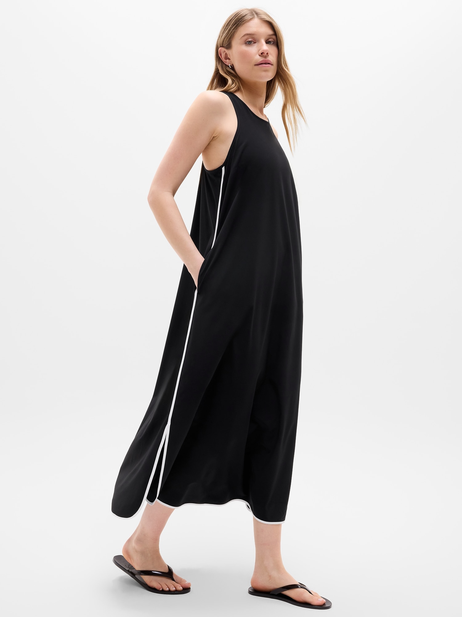 Athleta Women's Journey Dress Black Tall Size L