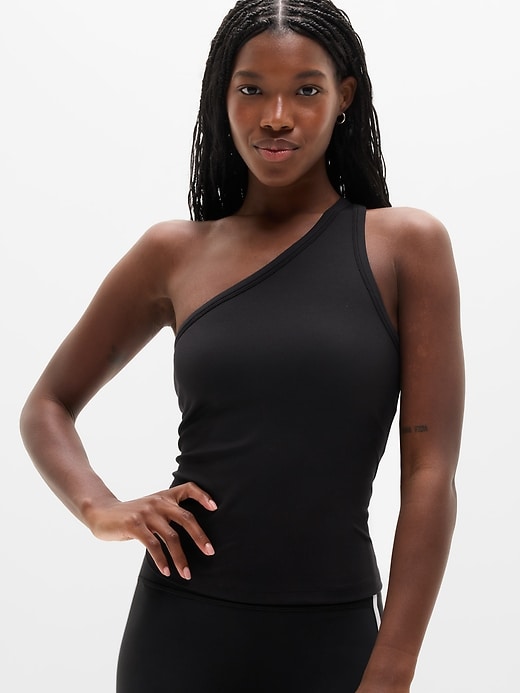 Image number 1 showing, Signature Rib Asym One Shoulder Support Top