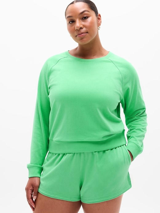 Image number 1 showing, Airy Cotton Terry Crew Sweatshirt