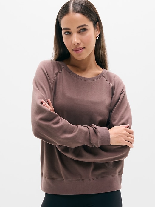 Image number 1 showing, Airy Cotton Terry Crew Sweatshirt