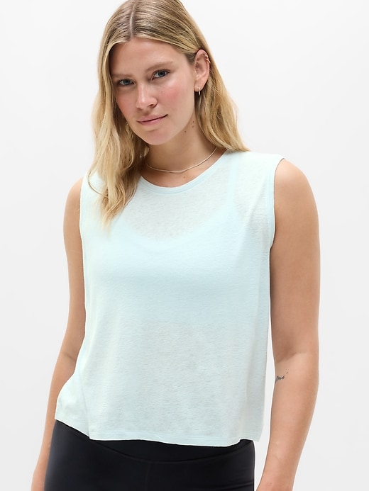 Image number 1 showing, Getaway Linen Blend Muscle Tank