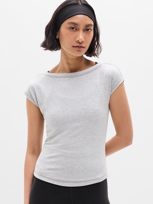 Image number 1 showing, Perfect Rib Boatneck Tee